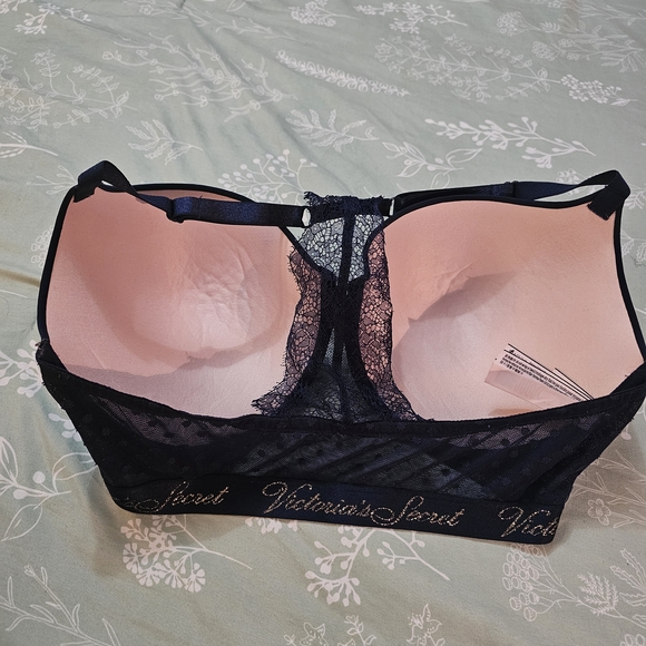 Victoria's Secret Navy Racer Back Bra With Gold Letters Size 36DDD - Picture 13 of 16